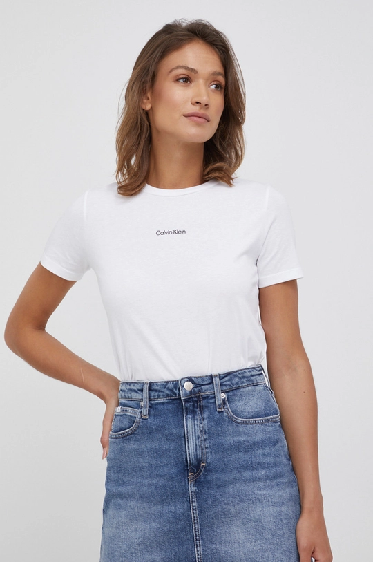 biały Calvin Klein t-shirt bawełniany Damski