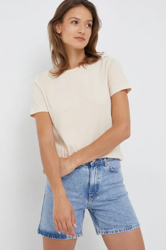 beżowy Calvin Klein t-shirt bawełniany Damski