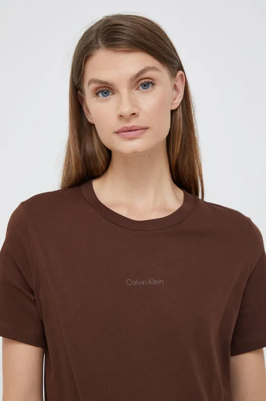 brązowy Calvin Klein t-shirt bawełniany Damski