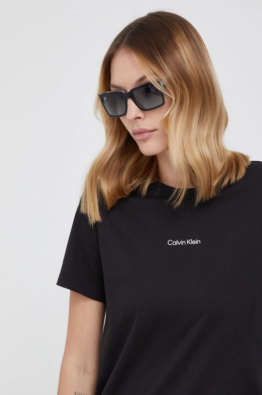 czarny Calvin Klein t-shirt bawełniany