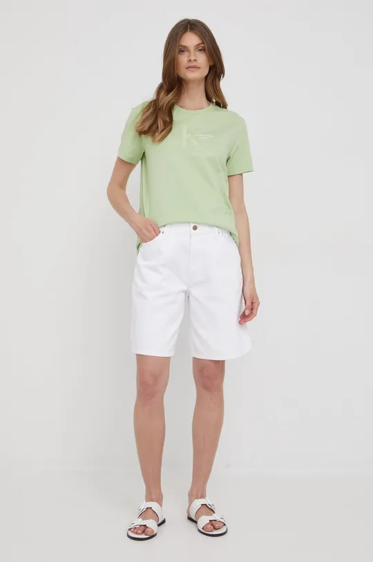 Bavlnené tričko Calvin Klein Jeans zelená