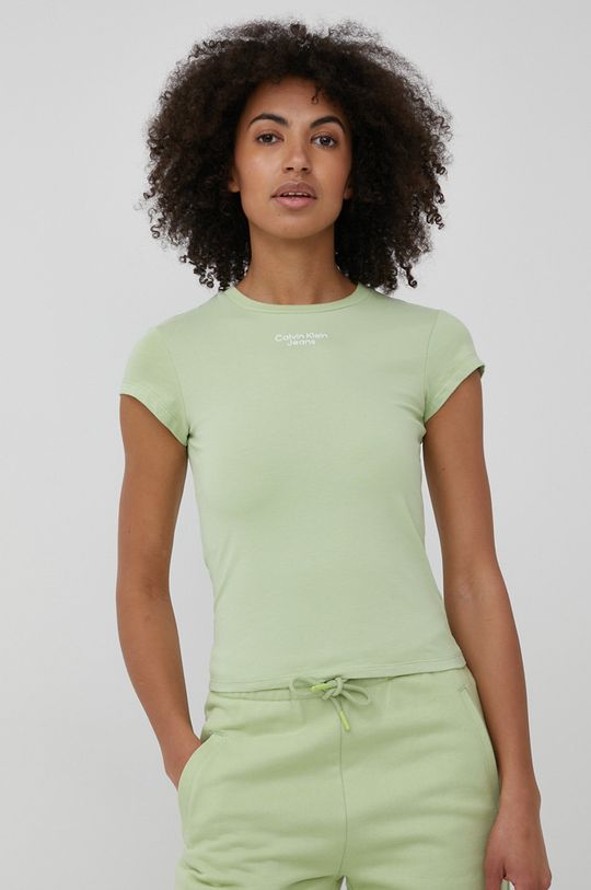 blady zielony Calvin Klein Jeans t-shirt