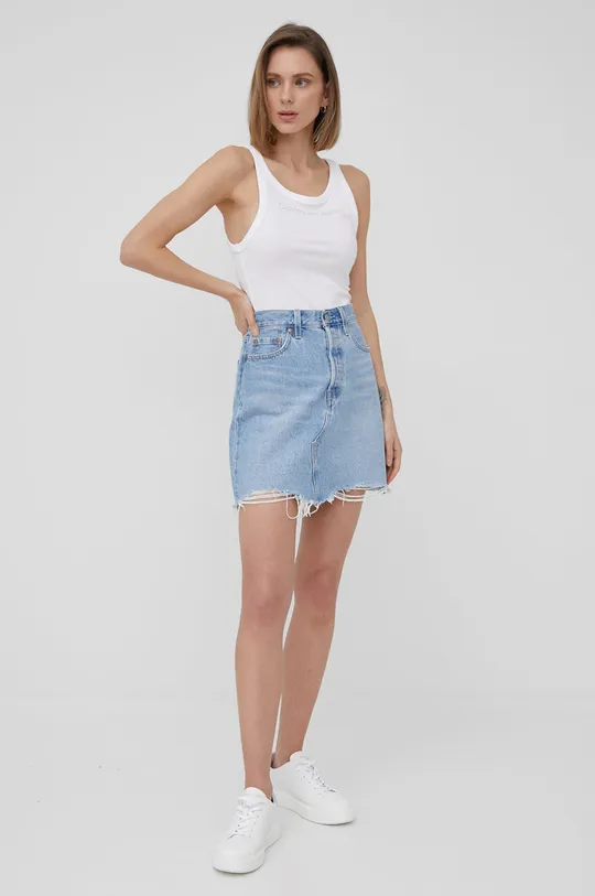 Βαμβακερό Top Calvin Klein Jeans λευκό