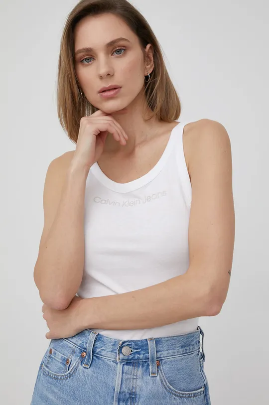 білий Бавовняний топ Calvin Klein Jeans