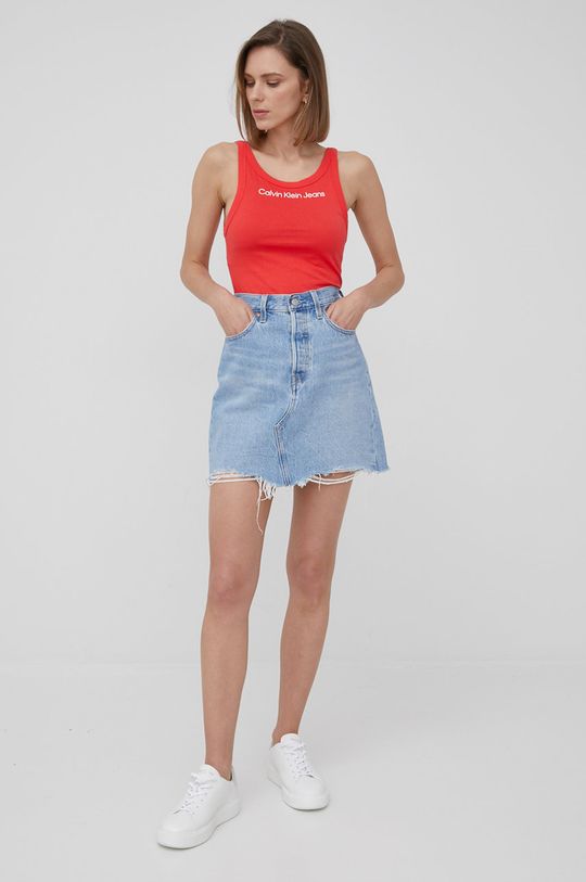 Calvin Klein Jeans top bawełniany czerwony