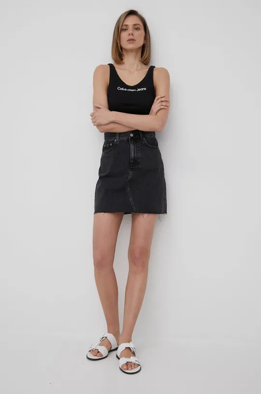 Βαμβακερό Top Calvin Klein Jeans μαύρο