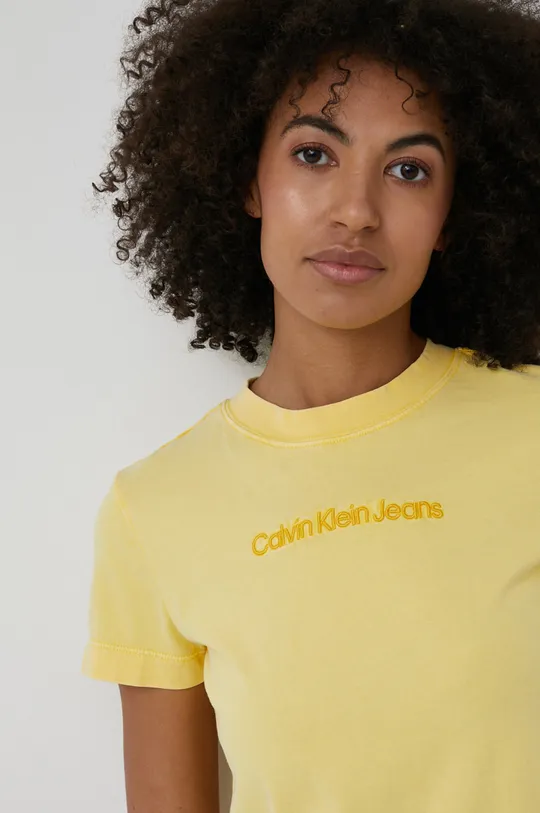 żółty Calvin Klein Jeans t-shirt bawełniany J20J218251.PPYY