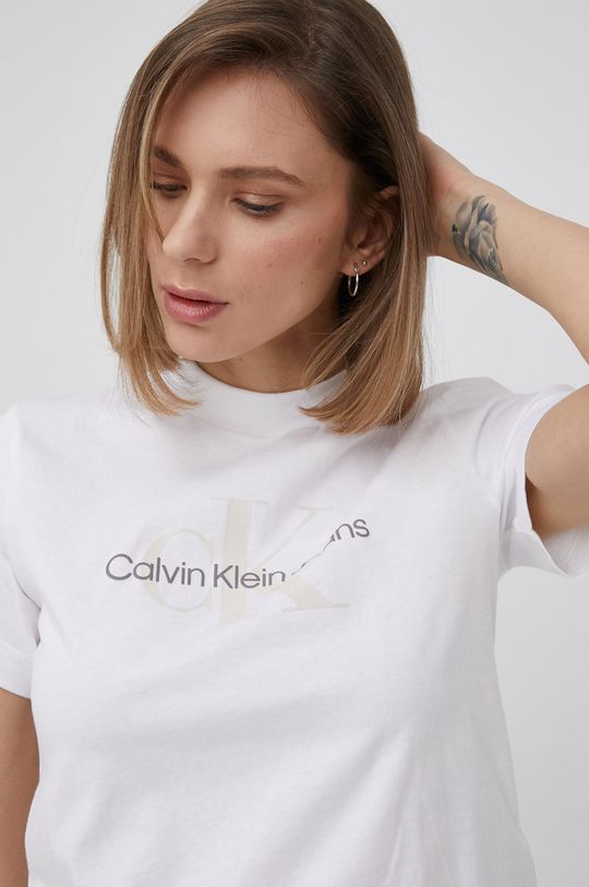 bílá Bavlněné tričko Calvin Klein Jeans