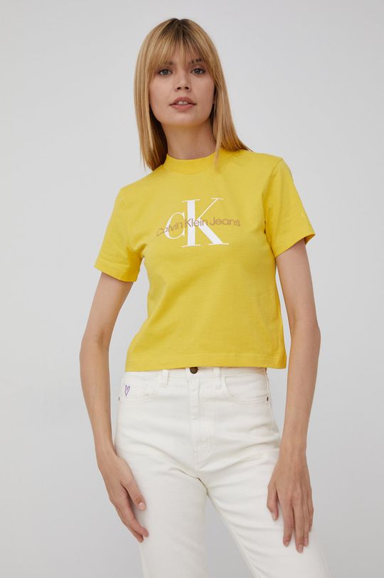Bavlněné tričko Calvin Klein Jeans žlutá