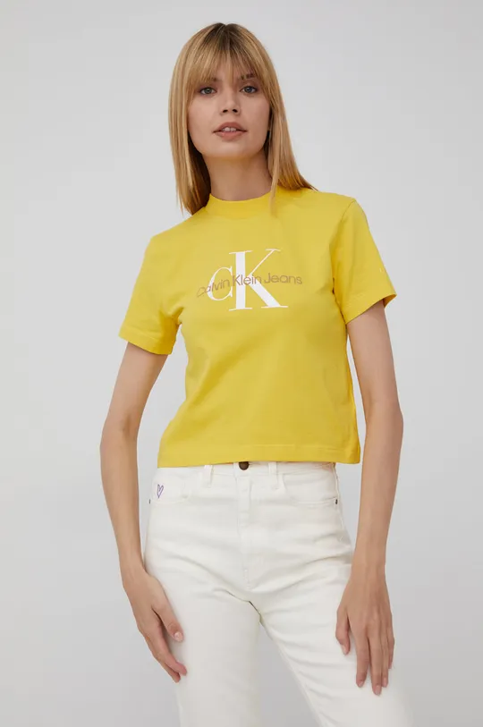 Calvin Klein Jeans t-shirt bawełniany żółty