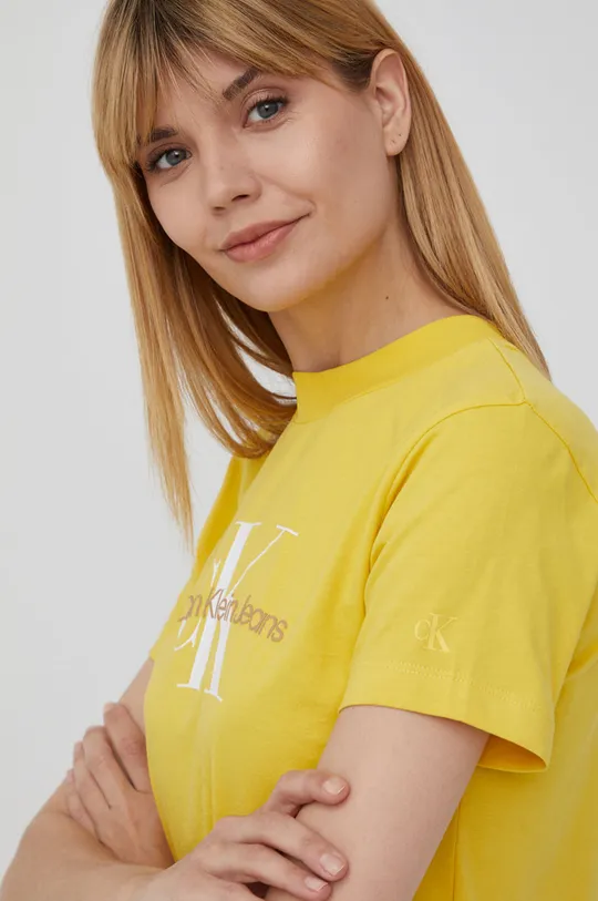 żółty Calvin Klein Jeans t-shirt bawełniany