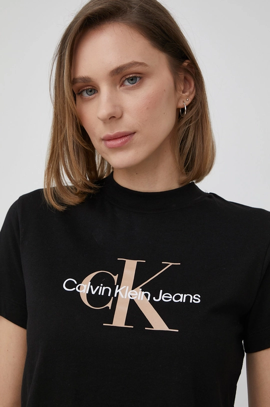 czarny Calvin Klein Jeans t-shirt bawełniany