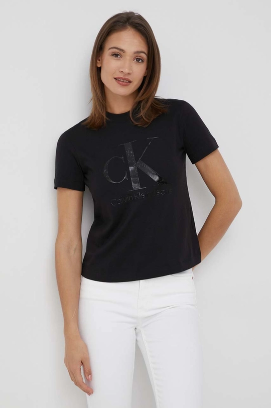 czarny Calvin Klein Jeans t-shirt bawełniany J20J218264.PPYY Damski