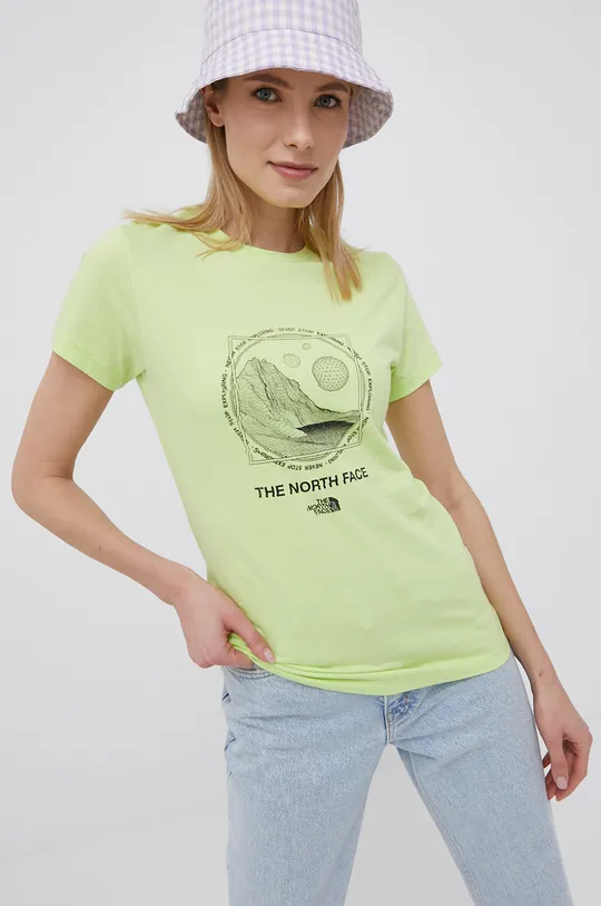 зелений Бавовняна футболка The North Face Жіночий