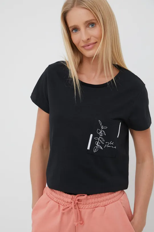 чёрный Хлопковая футболка Outhorn Женский