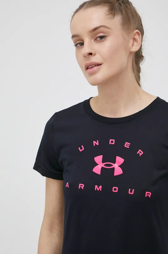 μαύρο Μπλουζάκι προπόνησης Under Armour Solid Logo Arch Γυναικεία
