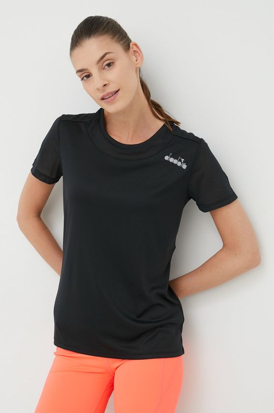 czarny Diadora t-shirt do biegania Core Damski