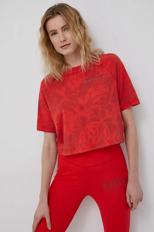 κόκκινο Βαμβακερό μπλουζάκι Diadora Γυναικεία