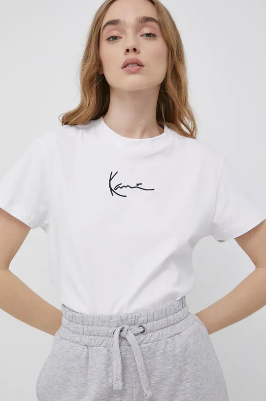 biały Karl Kani t-shirt bawełniany Damski