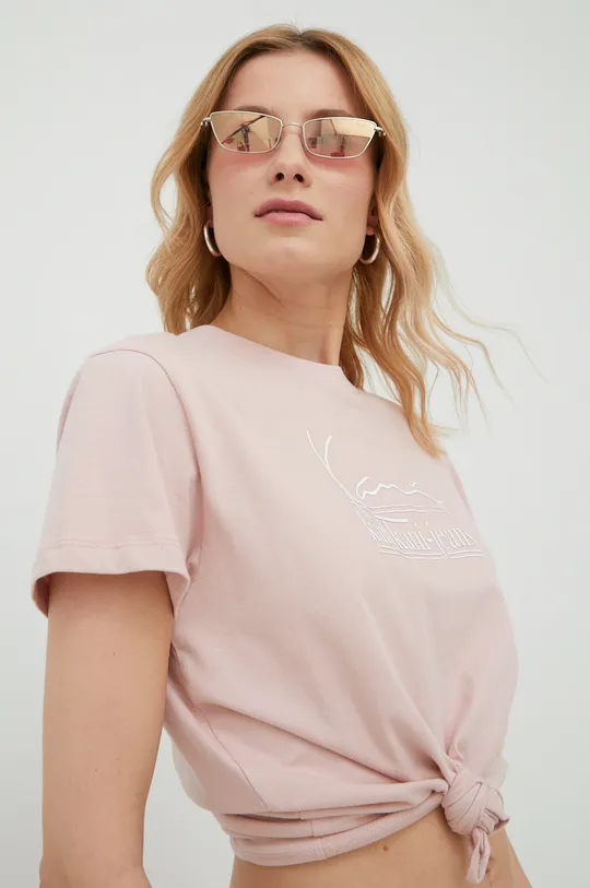 ροζ Βαμβακερό μπλουζάκι Karl Kani