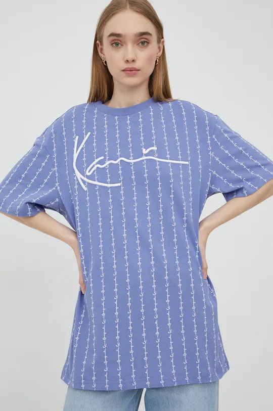 Βαμβακερό μπλουζάκι Karl Kani μωβ