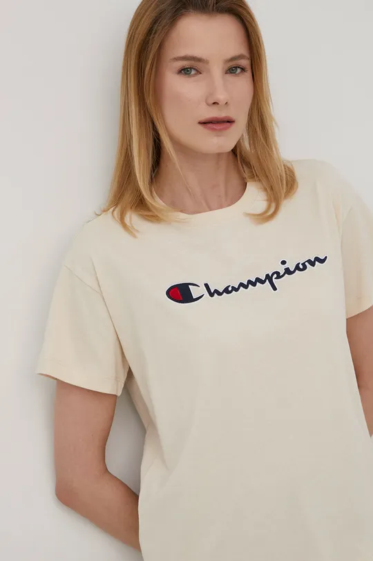 Champion t-shirt bawełniany 115351 beżowy