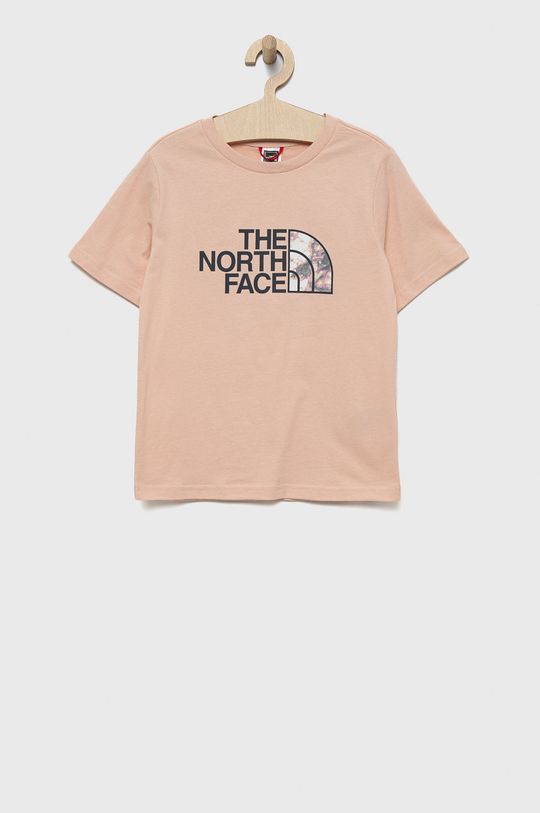 pastelowy różowy The North Face t-shirt bawełniany dziecięcy Dziewczęcy
