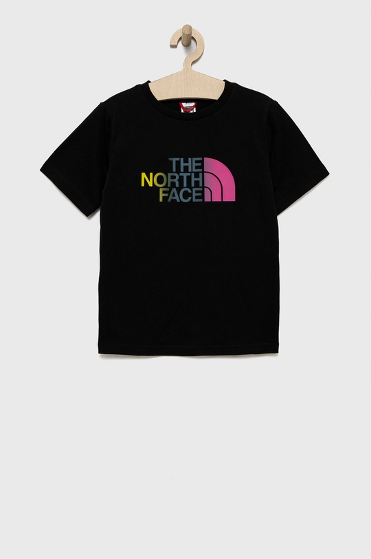 czarny The North Face t-shirt bawełniany dziecięcy Dziewczęcy