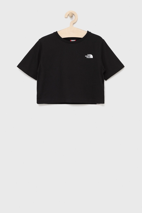 czarny The North Face t-shirt bawełniany dziecięcy Dziewczęcy