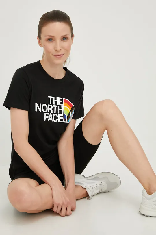 чёрный Хлопковая футболка The North Face Pride Женский