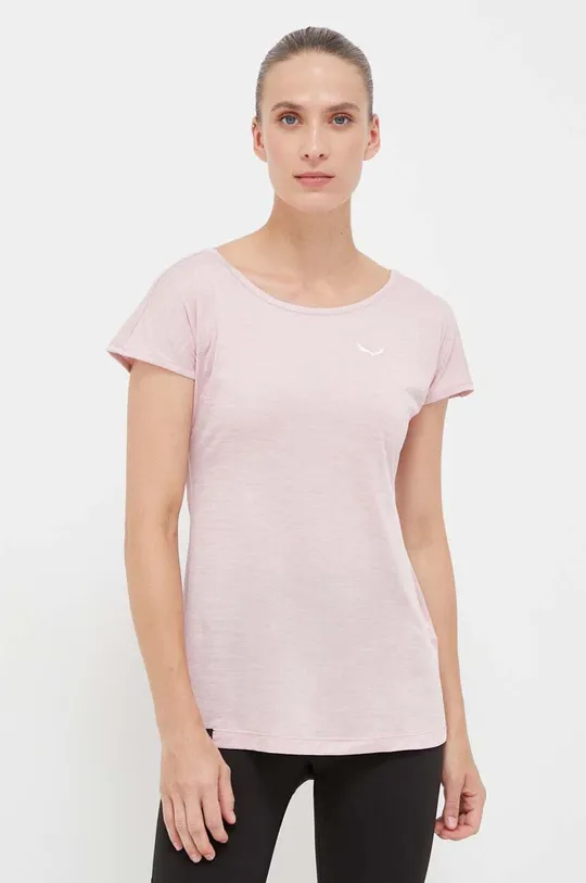 różowy Salewa t-shirt sportowy Puez Melange Dry Damski