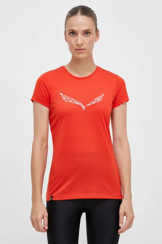 czerwony Salewa t-shirt sportowy Solid Dry