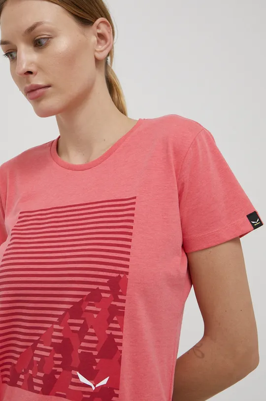 Αθλητικό μπλουζάκι Salewa Geometric ροζ
