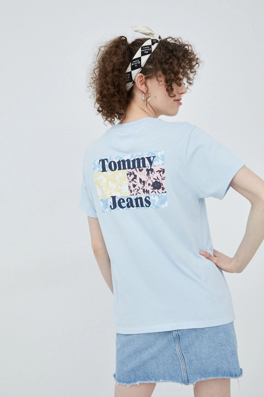 μπλε Βαμβακερό μπλουζάκι Tommy Jeans Γυναικεία