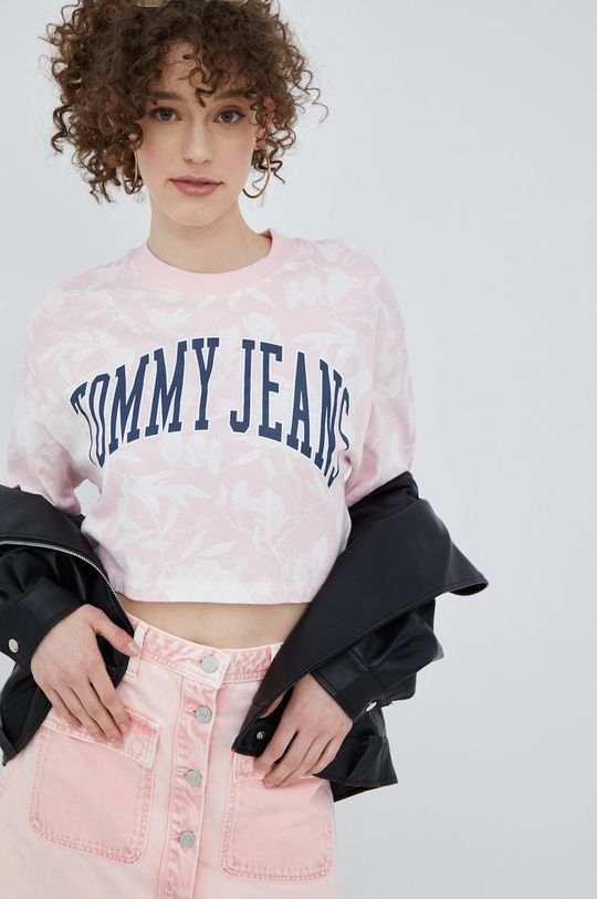 růžová Bavlněné tričko Tommy Jeans Dámský