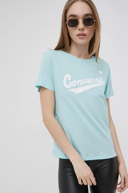 turkusowy Converse t-shirt bawełniany Damski