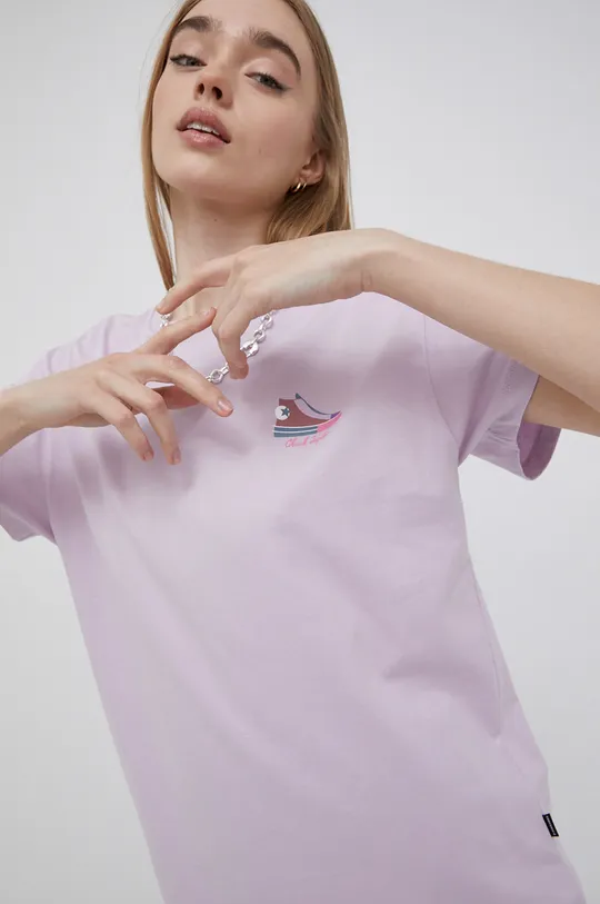 vijolična Converse bombažna majica Ženski
