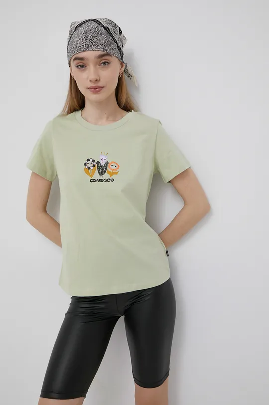 πράσινο Βαμβακερό μπλουζάκι Converse Γυναικεία