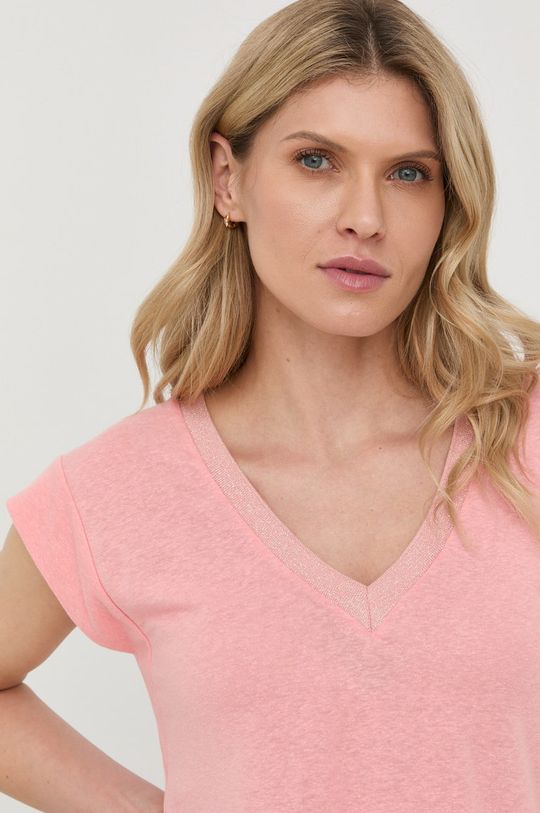 ružová Ľanové tričko Morgan