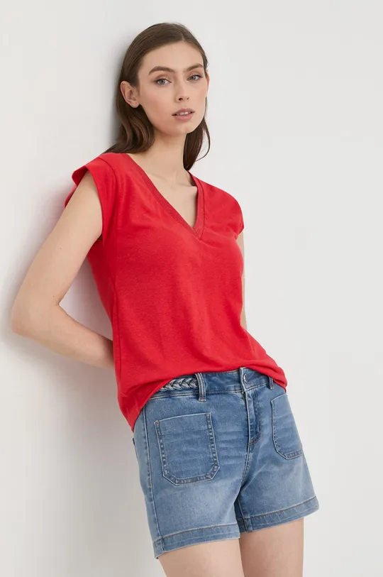 červená Ľanové tričko Morgan Dámsky