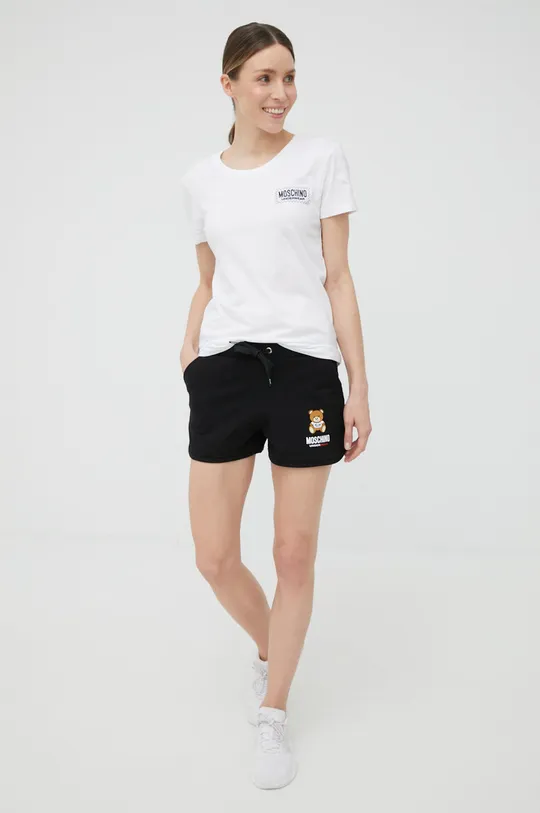 Βαμβακερή πιτζάμα μπλουζάκι Moschino Underwear λευκό