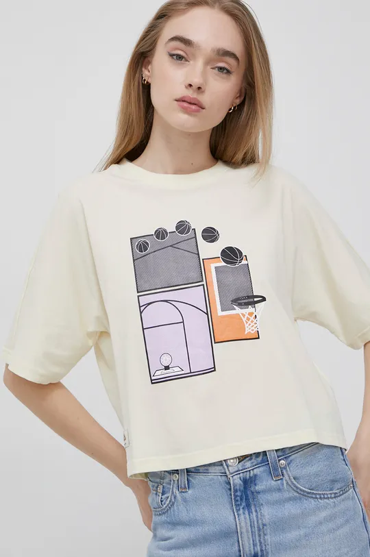 kremowy Fila t-shirt bawełniany Damski
