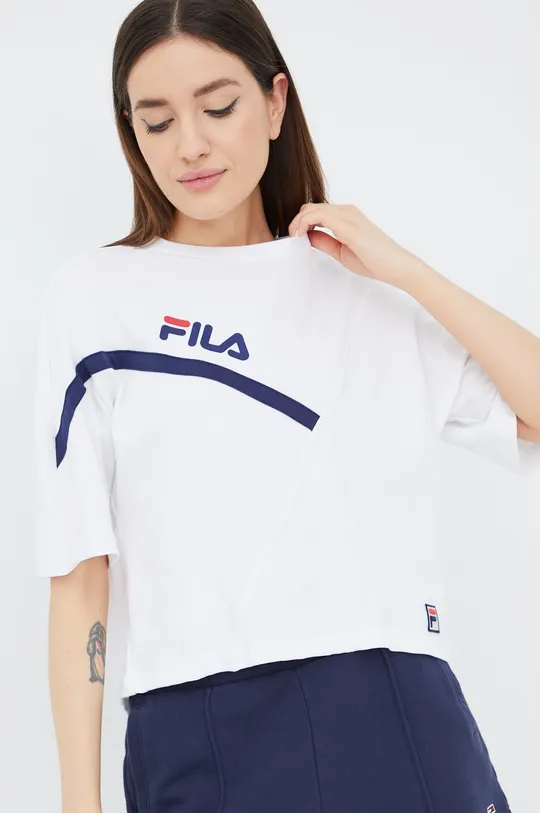 λευκό Βαμβακερό μπλουζάκι Fila Γυναικεία