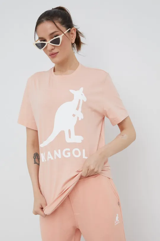różowy Kangol t-shirt bawełniany Damski