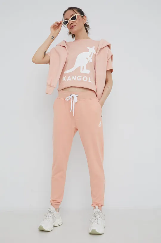 Хлопковая футболка Kangol розовый