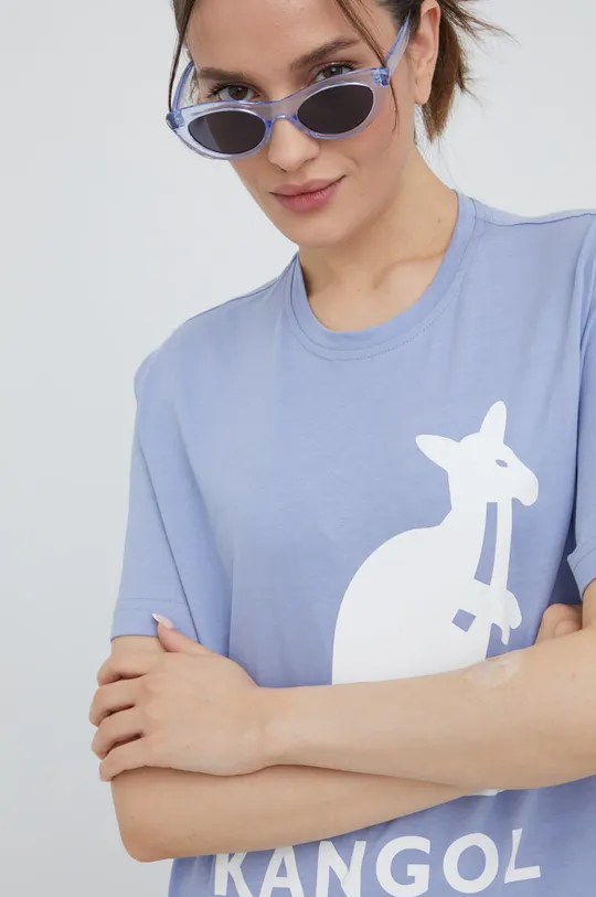 niebieski Kangol t-shirt bawełniany