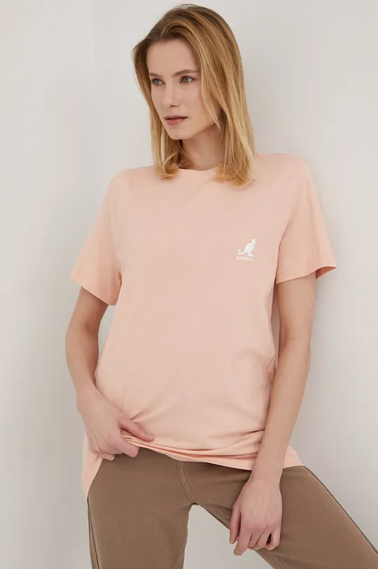 różowy Kangol t-shirt bawełniany Damski