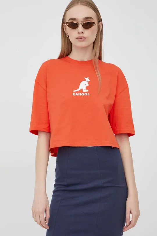 czerwony Kangol t-shirt bawełniany Damski