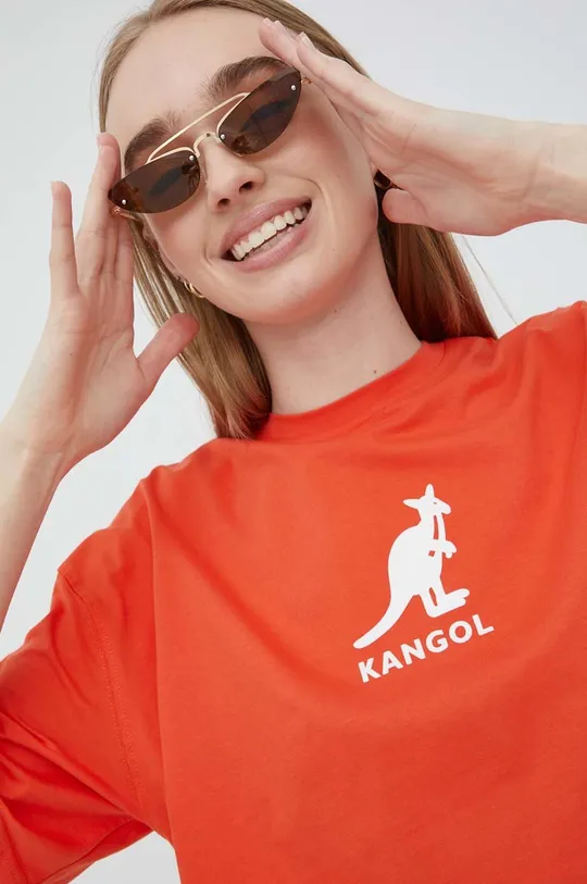 czerwony Kangol t-shirt bawełniany