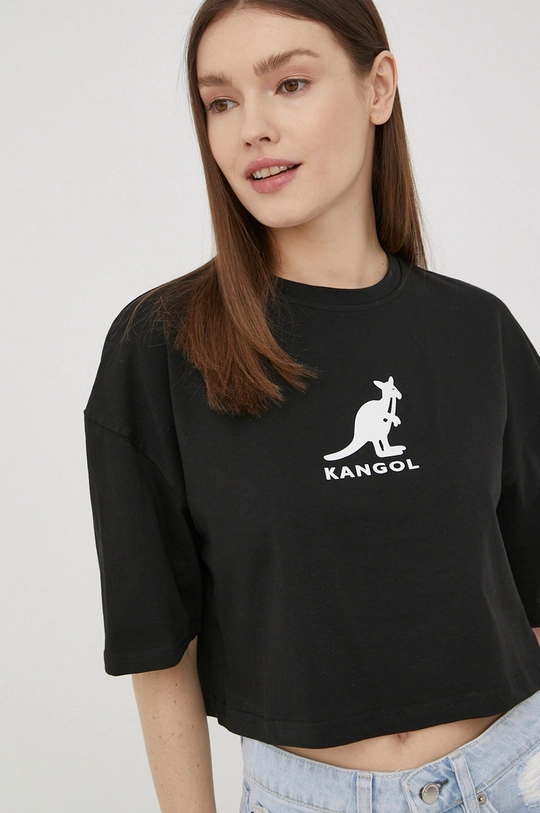 czarny Kangol t-shirt bawełniany